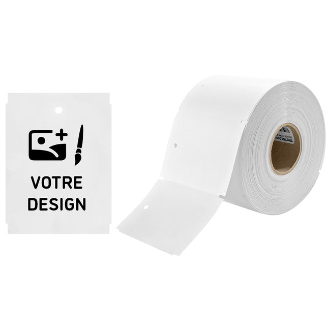 Étiquettes à suspendre personnalisées blanches PEHD - 100 x 75 mm - 100 étiquettes