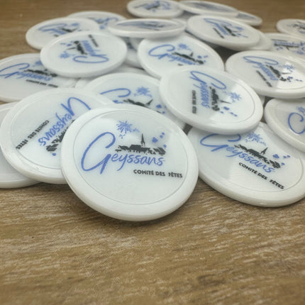 Jetons personnalisés blancs - Ø28 mm - 100 pièces