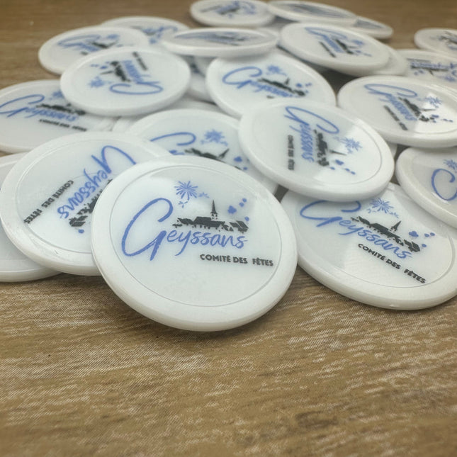Jetons personnalisés blancs - Ø28 mm - 100 pièces