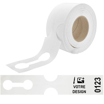 Étiquettes à boucle numérotées personnalisées blanches PEHD - 381 x 75 mm - 100 étiquettes