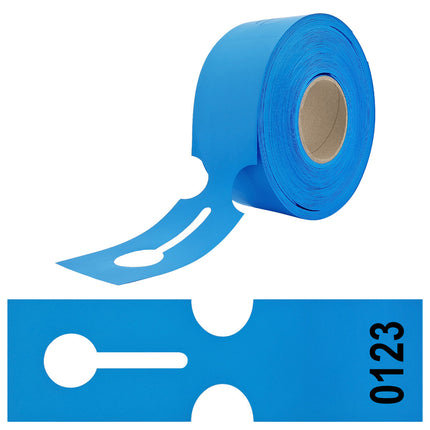 Grandes étiquettes à boucle numérotées bleues PEHD - 273,5  x 80 mm - 100 étiquettes