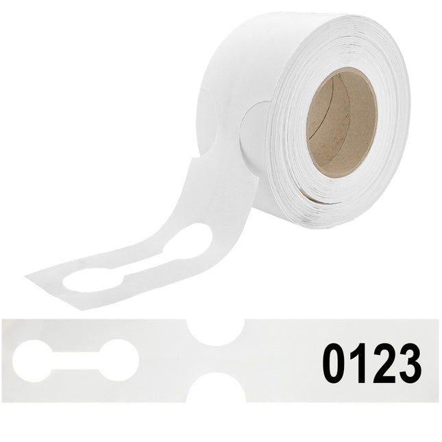 Étiquettes à boucle numérotées blanches PEHD - 381 x 75 mm - 100 étiquettes