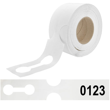 Étiquettes à boucle numérotées blanches PEHD - 381 x 75 mm - 100 étiquettes