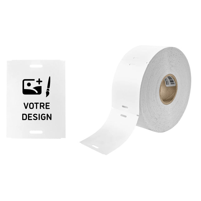 Étiquettes à suspendre personnalisées blanches PVC - 90 x 70 mm - 100 étiquettes
