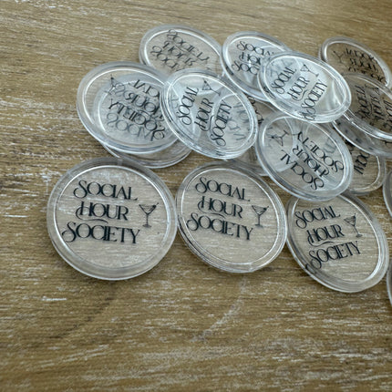Jetons personnalisés transparents -  Ø25 mm - 100 pièces
