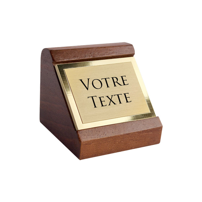 Porte-nom bois Palladium gravé - 54 x 53 mm - par pièce