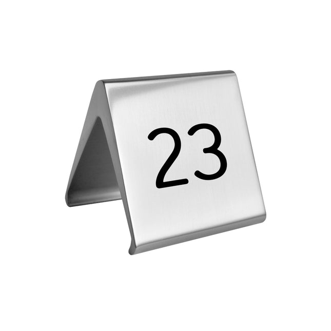 Chevalet de table numéroté aluminium Élégant argenté - 50 x 55 mm - par pièce