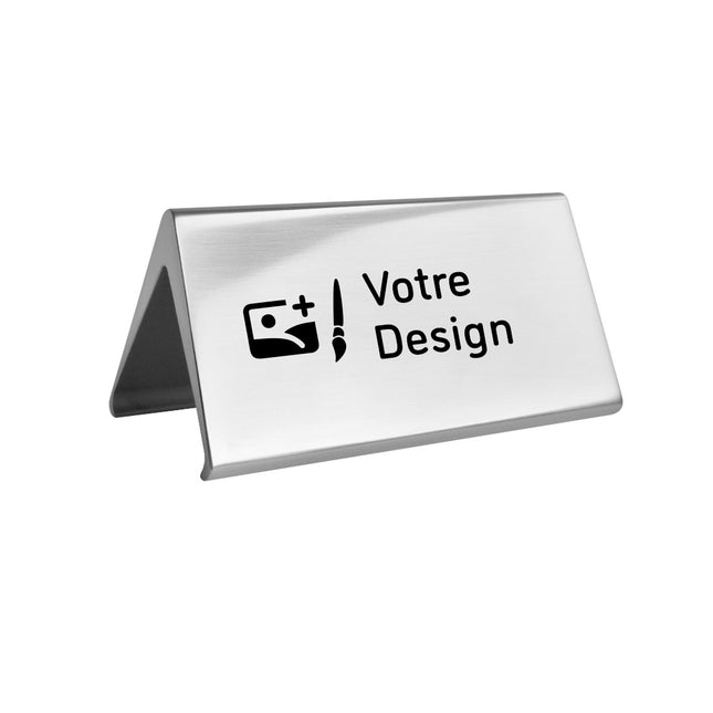 Chevalet de table argenté Élégant personnalisé aluminium - 100 x 55 mm - par pièce