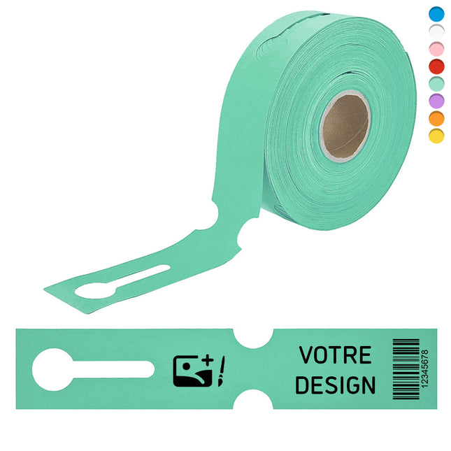 Étiquettes à boucle personnalisées avec code-barres - PEHD - 260 x 50 mm - 100 étiquettes