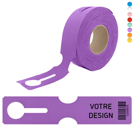 Grandes étiquettes à boucle personnalisées avec code-barres -  273,5 x 59 mm - 100 étiquettes