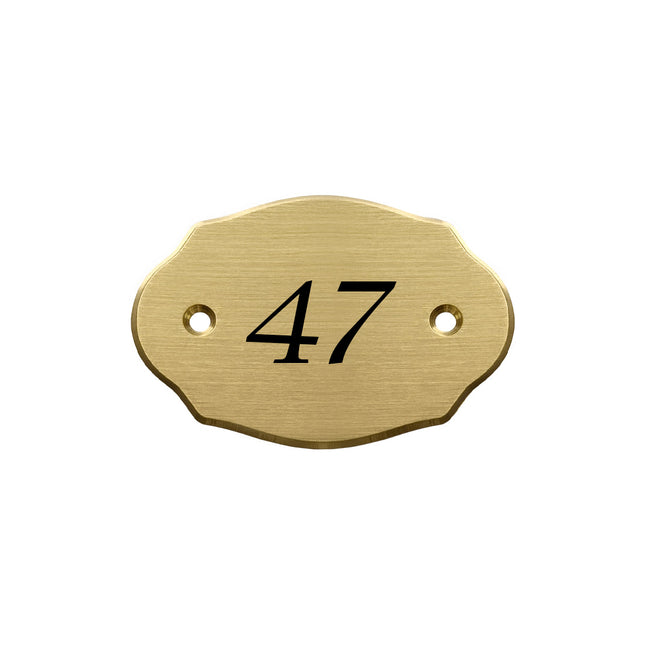 Plaque de porte numérotée en laiton - 75 x 50 mm - par pièce