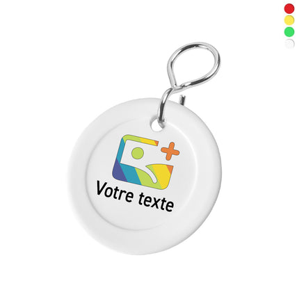 Porte-clés plastique HOLLY avec logo et texte - Ø40 mm - par pièce