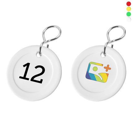 Porte-clés plastique Holly numéroté recto avec logo verso - Ø40 mm - par pièce
