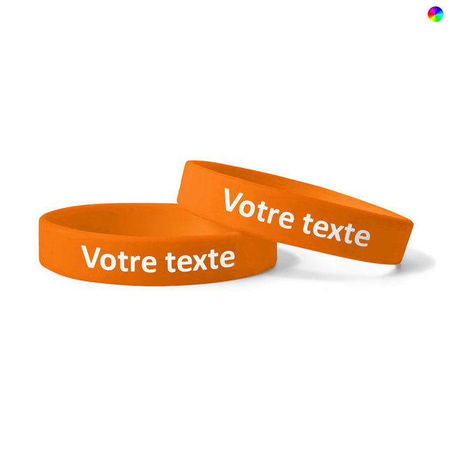 Bracelets en silicone avec propre texte imprimé - par pièce