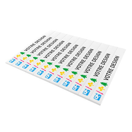 Étiquettes de sapin de Noël personnalisées PET- 210 x 25,4 mm- 110 étiquettes