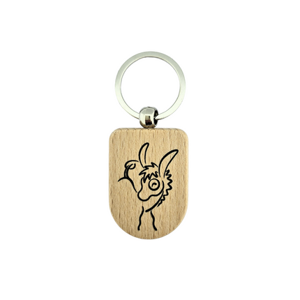Porte-clés personnalisé en bois semi-ovale- 50 x 35 mm - par pièce