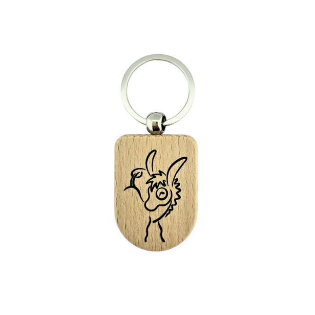 Porte-clés personnalisé en bois semi-ovale- 50 x 35 mm - par pièce