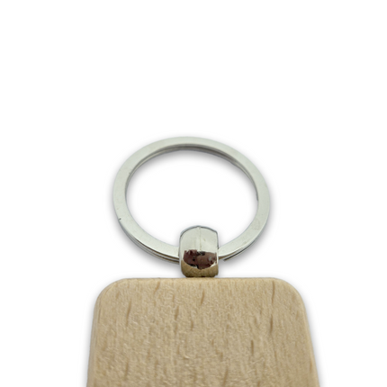 Porte-clés personnalisé en bois semi-ovale- 50 x 35 mm - par pièce