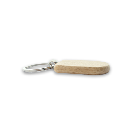 Porte-clés personnalisé en bois semi-ovale- 50 x 35 mm - par pièce