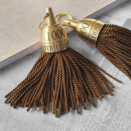 Porte-clés hôtel gravé Philadelphie marron - laiton - 140 mm - par pièce