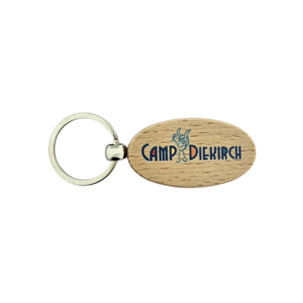 Porte-clés personnalisé en bois ovale - 54 x 30 mm - par pièce