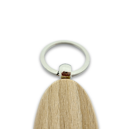 Porte-clés personnalisé en bois ovale - 54 x 30 mm - par pièce