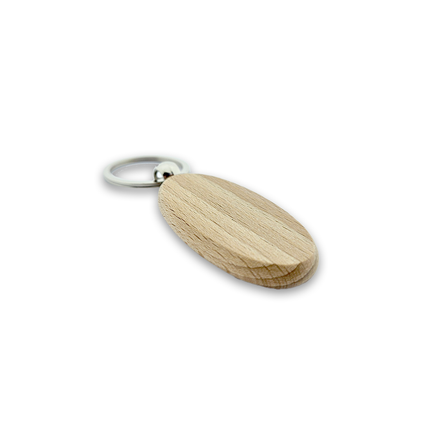 Porte-clés personnalisé en bois ovale - 54 x 30 mm - par pièce