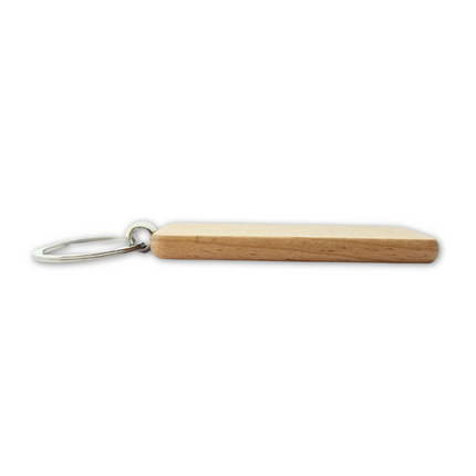 Porte-clés personnalisé en bois rectangle - 80 x 27 mm - par pièce