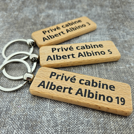 Porte-clés personnalisé en bois rectangle - 80 x 27 mm - par pièce