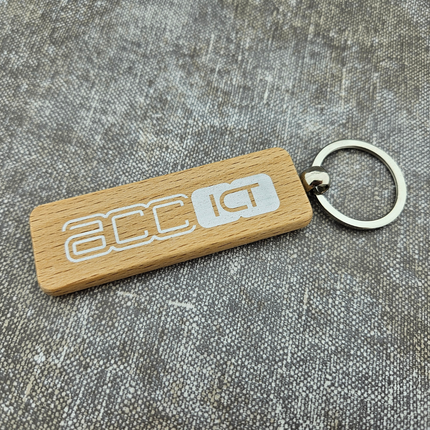 Porte-clés personnalisé en bois rectangle - 80 x 27 mm - par pièce