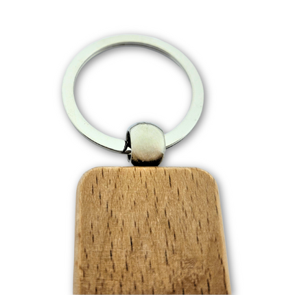 Porte-clés personnalisé gravé en bois rectangle - 80 x 27 mm - par pièce