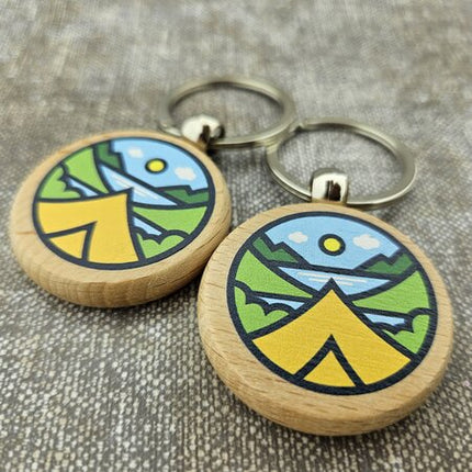 Porte-clés personnalisé en bois cercle - 40 x 40 mm - par pièce