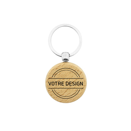 Porte-clés personnalisé en bois cercle - 40 x 40 mm - par pièce