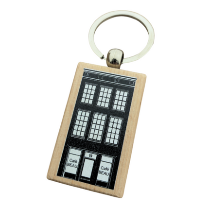 Porte-clés personnalisé en bois rectangle - 51 x 32 mm - par pièce