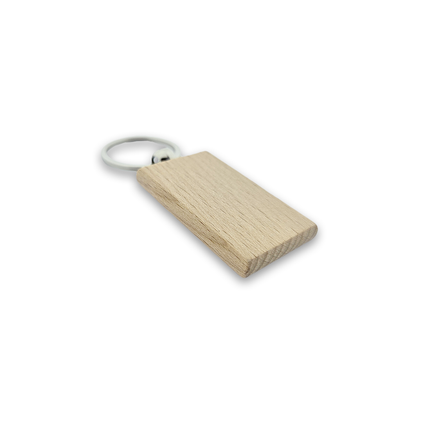 Porte-clés personnalisé en bois rectangle - 51 x 32 mm - par pièce