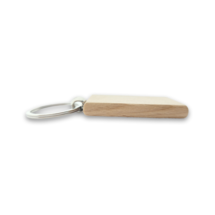 Porte-clés personnalisé en bois rectangle - 51 x 32 mm - par pièce