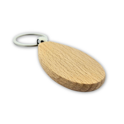 Porte-clés personnalisé en bois goutte - 58 x 36 mm - par pièce