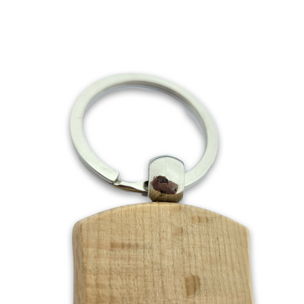 Porte-clés personnalisé gravé en bois bouclier - 45 x 32 mm - par pièce