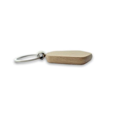 Porte-clés personnalisé en bois hexagone - 48 x 35 mm - par pièce