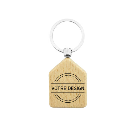 Porte-clés personnalisé en bois maison - 45 x 35 mm - par pièce