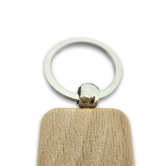 Porte-clés personnalisé gravé en bois rectangle - 44 x 40 mm - par pièce