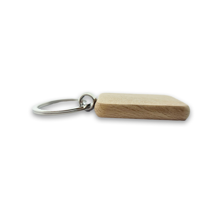 Porte-clés personnalisé en bois rectangle - 44 x 40 mm - par pièce