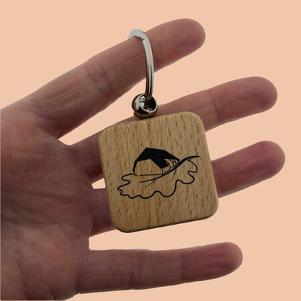 Porte-clés personnalisé en bois carré - 40 x 40 mm - par pièce
