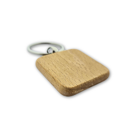 Porte-clés personnalisé en bois carré - 40 x 40 mm - par pièce