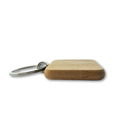 Porte-clés personnalisé en bois carré - 40 x 40 mm - par pièce