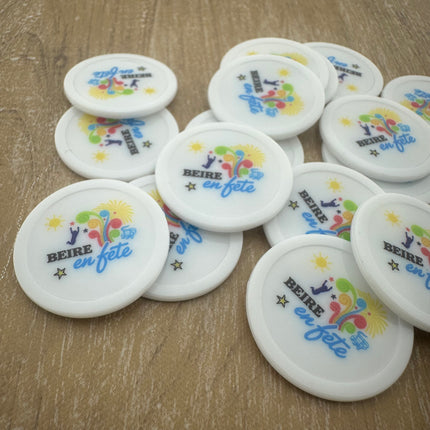 Jetons personnalisés blancs - Ø28 mm - 100 pièces
