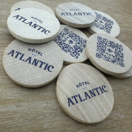 Jetons personnalisés en bois -  Ø37 mm - 100 pièces
