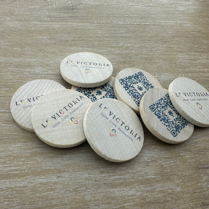Jetons personnalisés en bois -  Ø37 mm - 100 pièces
