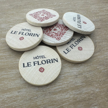 Jetons personnalisés en bois -  Ø37 mm - 100 pièces