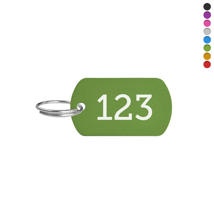 Porte-clés numéroté en aluminium anodisé - 38 x 22 mm - par pièce